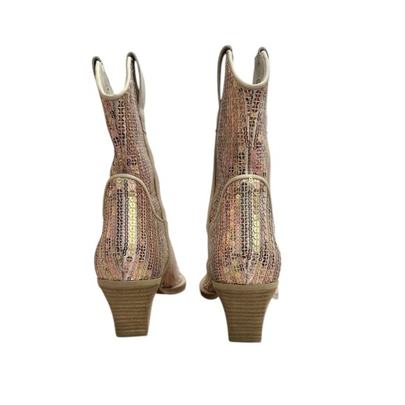 Dolce Vita Runa Cream Sequin Western Boots Size 7 Revolve Party Night Out - Picture 6 of 8